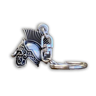 Trojan Warrior Helmet Pewter Keyring