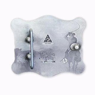 Buckingham Pewter Decorative Pewter Belt Buckle featuring a Cowboy and Lasso Design