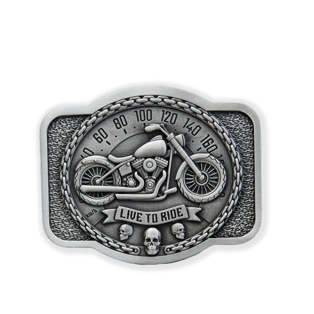 Boucle de ceinture Moto, Live to ride, ride to live, modèle Mason Boucle de ceinture Moto, Live to ride, ride to live, modèle Mason