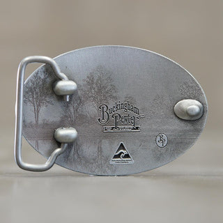 Buckingham Pewter Rustic Western Skull Belt Buckle with detailed engraving and sturdy clasp