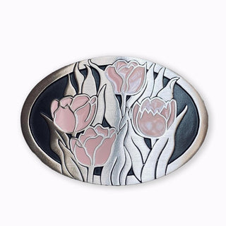 Buckingham Pewter Tulip Elegance Brooch featuring detailed tulip design and elegant finish