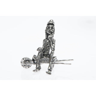 BP003 Pewter Miner Comical sitting on wheelbarrow-Buckingham Pewter