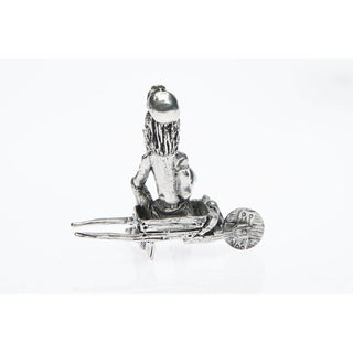 BP003 Pewter Miner Comical sitting on wheelbarrow-Buckingham Pewter