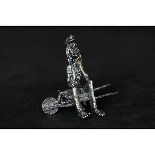 BP003 Pewter Miner Comical sitting on wheelbarrow-Buckingham Pewter