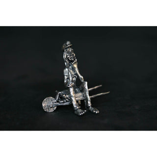 BP003 Pewter Miner Comical sitting on wheelbarrow-Buckingham Pewter