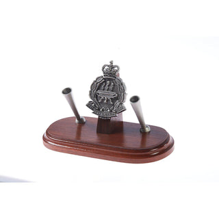 The Australian Army Catering Corp Double Desk Set & Pen Holder (AACC)-Buckingham Pewter