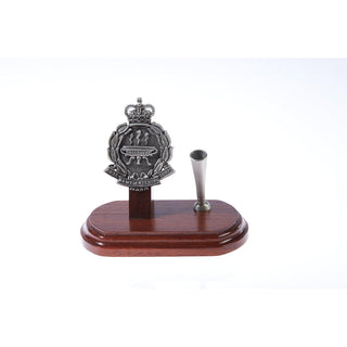 The Australian Army Catering Corp Single Desk Set & Pen Holder (AACC)-Buckingham Pewter