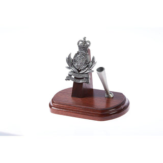 The Australian Intelligence Corp Single Desk Set & Pen Holder (AUSTINT)-Buckingham Pewter