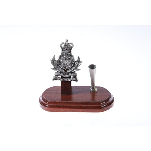 The Australian Intelligence Corp Single Desk Set & Pen Holder (AUSTINT)-Buckingham Pewter