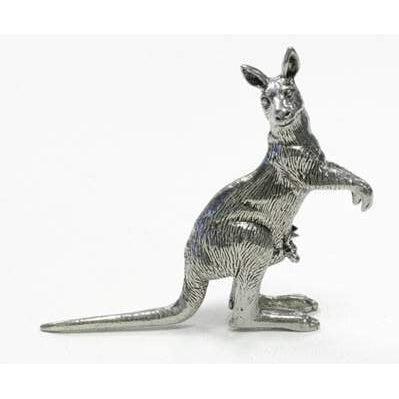 BP109 Pewter Kangaroo upright with Joey-Buckingham Pewter