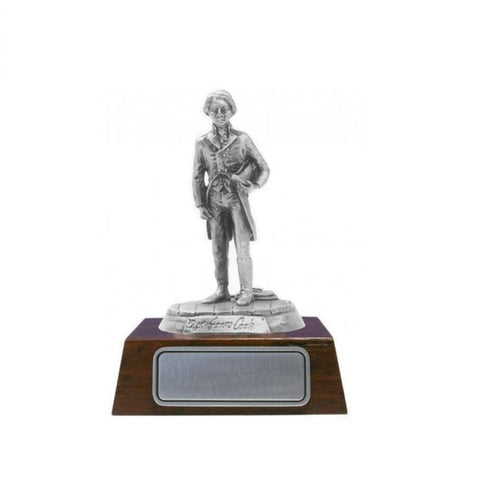 S016 James Cook holding cap Figurines With Jarrah Base-Buckingham Pewter