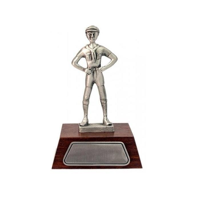 Pewter Scout on a Jarrah base with Engraving tag-Buckingham Pewter