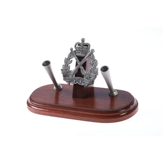 The Royal Australian Infantry Corp Double Desk Set & Pen Holder (RA INF)-Buckingham Pewter