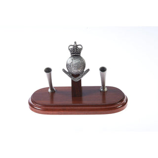 The Royal Australian Survey Corps Double Desk Set & Pen Holder (RA Svy)-Buckingham Pewter