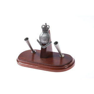 The Royal Australian Survey Corps Double Desk Set & Pen Holder (RA Svy)-Buckingham Pewter
