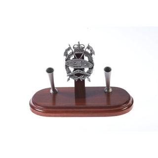 The Royal Australian Armoured Corps Double Desk Set & Pen Holder (RAAC)-Buckingham Pewter