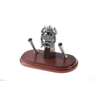 The Royal Australian Armoured Corps Double Desk Set & Pen Holder (RAAC)-Buckingham Pewter