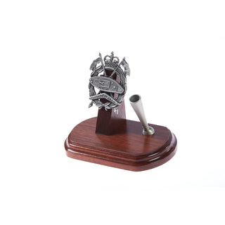 The Royal Australian Armoured Corps Single Desk Set & Pen Holder (RAAC)-Buckingham Pewter