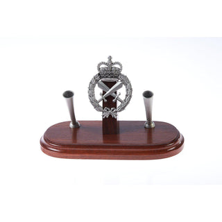 The Royal Australian Corps of Military Police Double Desk Set & Pen Holder (RACMP)-Buckingham Pewter