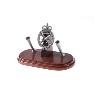 The Royal Australian Corps of Military Police Double Desk Set & Pen Holder (RACMP)-Buckingham Pewter
