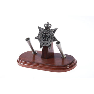 The Royal Australian Corps of Transport Double Desk Set & Pen Holder (RACT)-Buckingham Pewter