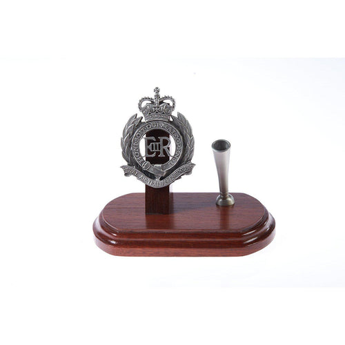 The Royal Australian Corps of Engineers Single Desk Set & Pen Holder (RAE)-Buckingham Pewter