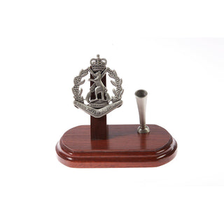 Royal Australian Regiment Single Desk Set & Pen Holder (RAR)-Buckingham Pewter