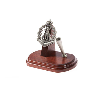Royal Australian Regiment Single Desk Set & Pen Holder (RAR)-Buckingham Pewter