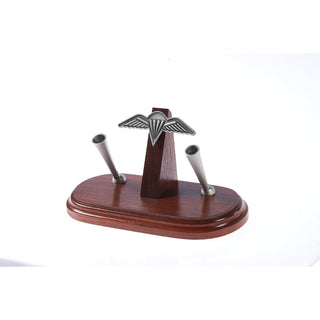 The Royal Australian Regiment Pewter Double Desk Set & Pen Holder Wings (RAR)-Buckingham Pewter