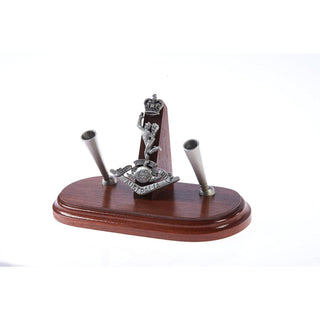 The Royal Australian Corps of Signals Double Desk Set & Pen Holder (RASigs)-Buckingham Pewter