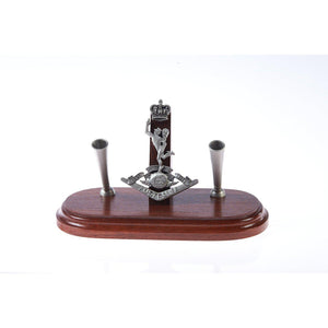 The Royal Australian Corps of Signals Double Desk Set & Pen Holder (RASigs)-Buckingham Pewter