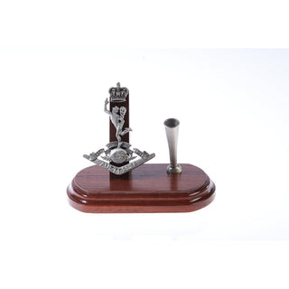 The Royal Australian Corps of Signals Single Desk Set & Pen Holder (RASigs)-Buckingham Pewter