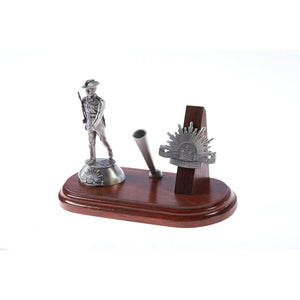 The Australian Rising Sun Desk Set, Pen Holder & A001 Digger Figurine - Buckingham Pewter