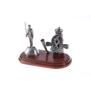 The Royal Military College, Duntroon, Desk Set, Pen Holder & B109 Duntroon Figurine with Sword - Buckingham Pewter