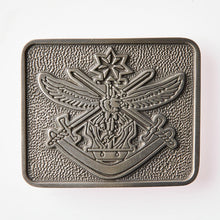 Load image into Gallery viewer, Tri Service Pewter Belt Buckle
