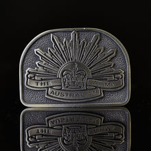 Load image into Gallery viewer, The Australian Rising Sun Pewter Belt Buckle - Buckingham Pewter
