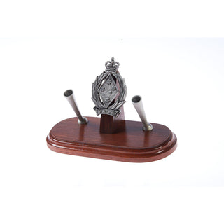 The Women's Royal Australian Army Corps Double Desk Set & Pen Holder (WRAAC)-Buckingham Pewter