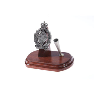The Women's Royal Australian Army Corps Single Desk Set & Pen Holder (WRAAC)-Buckingham Pewter
