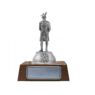 Handmade Corporal of Black Watch figurine in pewter on a wooden base, crafted by Buckingham Pewter