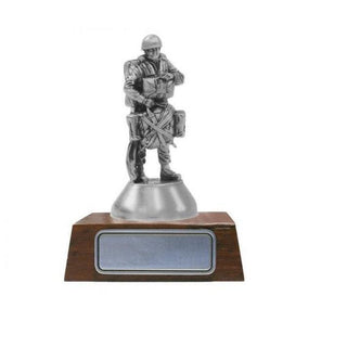 RAR Airborne Company figurine by Buckingham Pewter on a wooden base, representing Australian craftsmanship