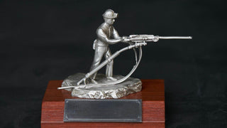 Buckingham Pewter Miner Figurine with Detailed Craftsmanship on a Wooden Base